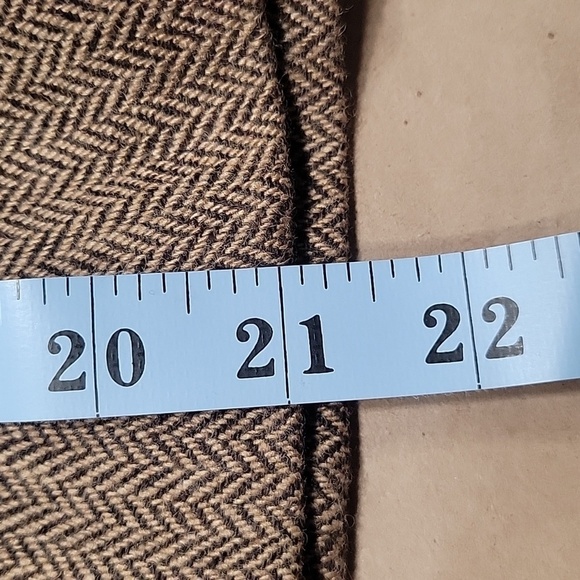 Loft, Size 10P, Wool Blend A-Line Skirt, Brown Herringbone Pattern, Green Accent - Picture 6 of 12